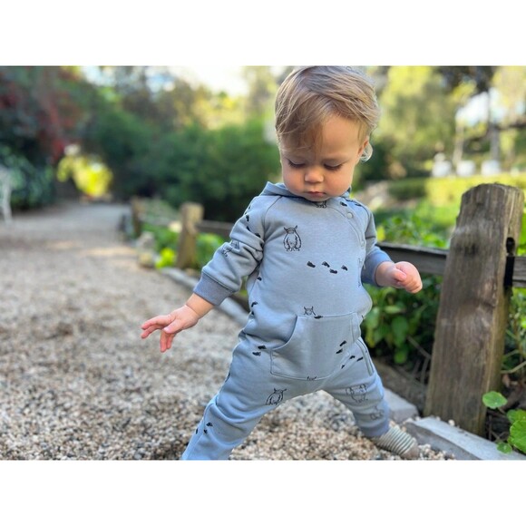 Ettie + H 3-6 Months Blue Yeti Parker Hooded Romper Boys